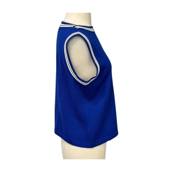 St. John Sport 2 PC Button Down Cardigan & Tank SET Royal Blue White Gold Size M - Picture 10 of 16